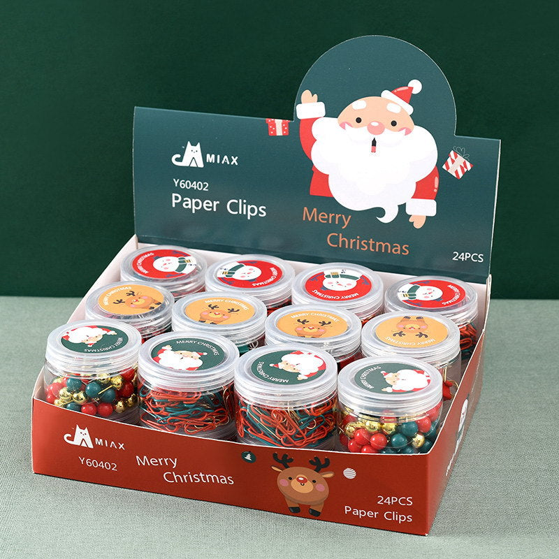 Wholesale 24pcs/pack  Christmas paper clip creative barrel red and green long tail clip