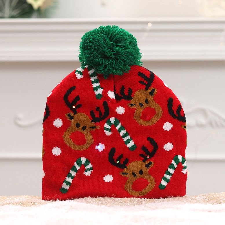 Wholesale Colorful Luminous Knitted Hat Christmas Warm Beanie