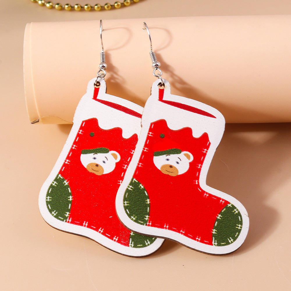 Wholesale Christmas Socks Earrings Cartoon Creative Cute  Plastic Snowflake Earrings