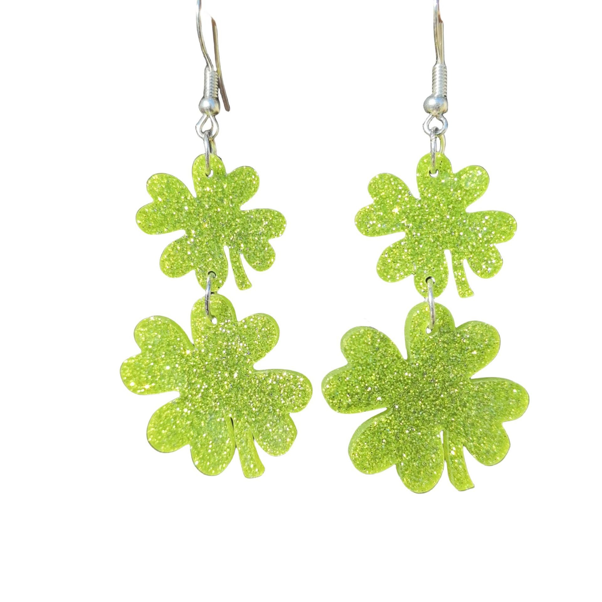 Wholesale St. Patrick's Day  Clover green clover acrylic earrings