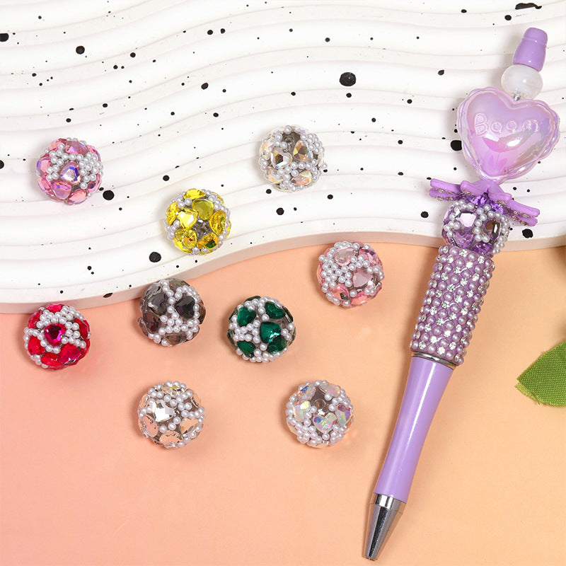 Wholesale 10pcs/pack Heavy industry colorful love beads pearl diamond ball loose beads diy beads