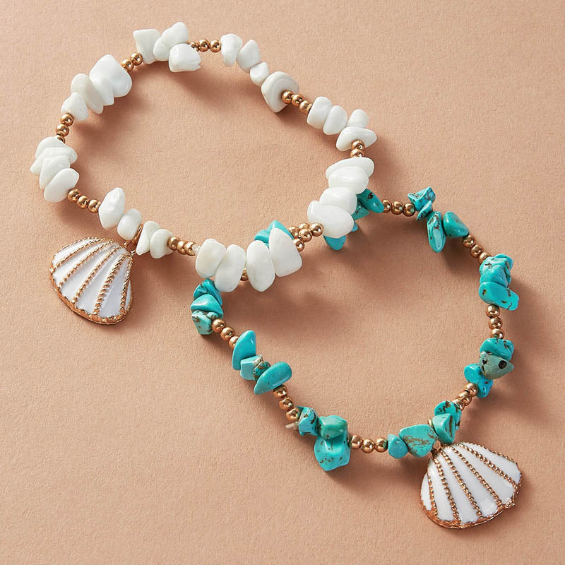 Wholesale Irregular Shell Double Layer Feet Chains