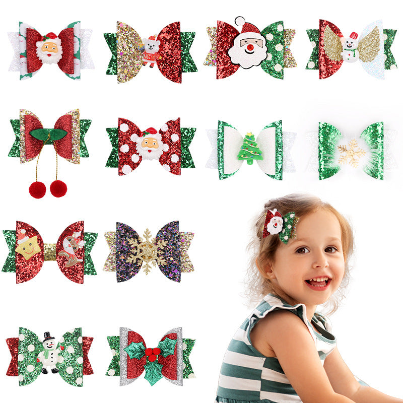 Wholesale 3pcs/pack Christmas Series Bow Hairpin