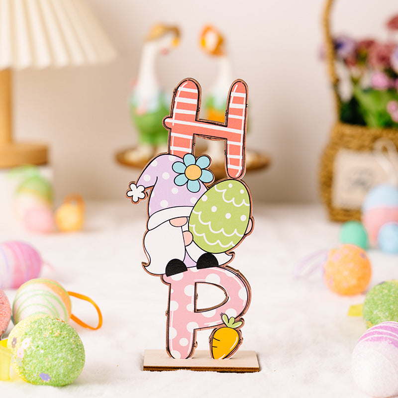 Wholesale Easter Letter Dwarf Rabbit Easter Egg Wooden Parts