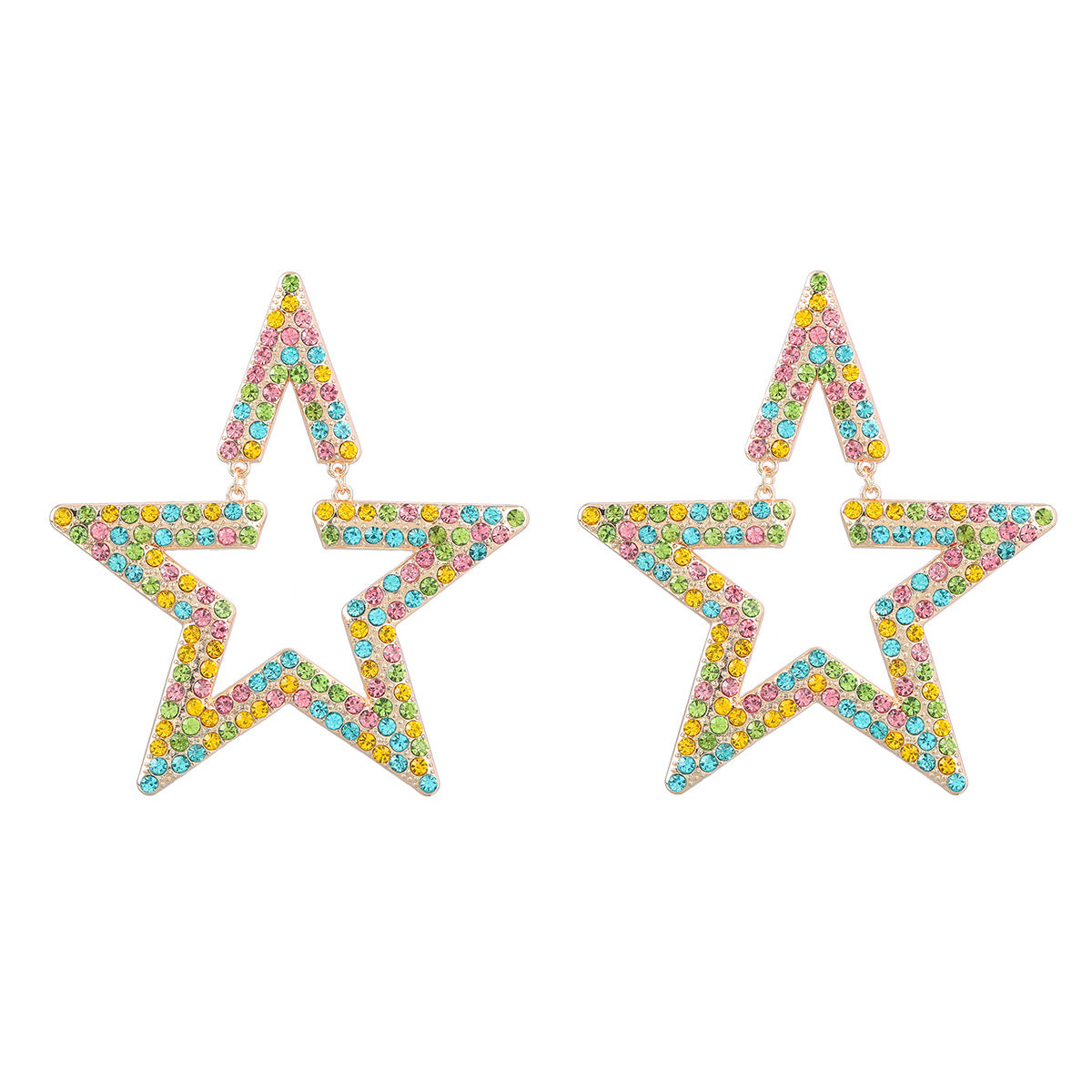 Wholesale Super Flash Fancy Diamond Alloy Diamond Star Earrings