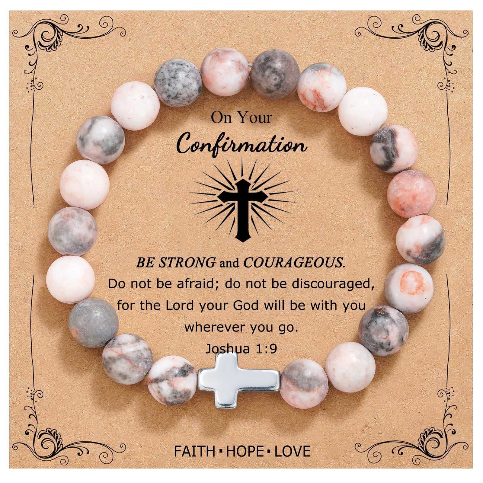 Wholesale Pink Zebra Stripe Amethyst Cross Bracelet
