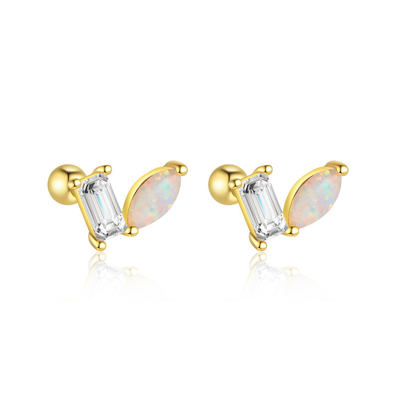 Wholesale Star Moon Zircon Round Head Earnail Ear Studs