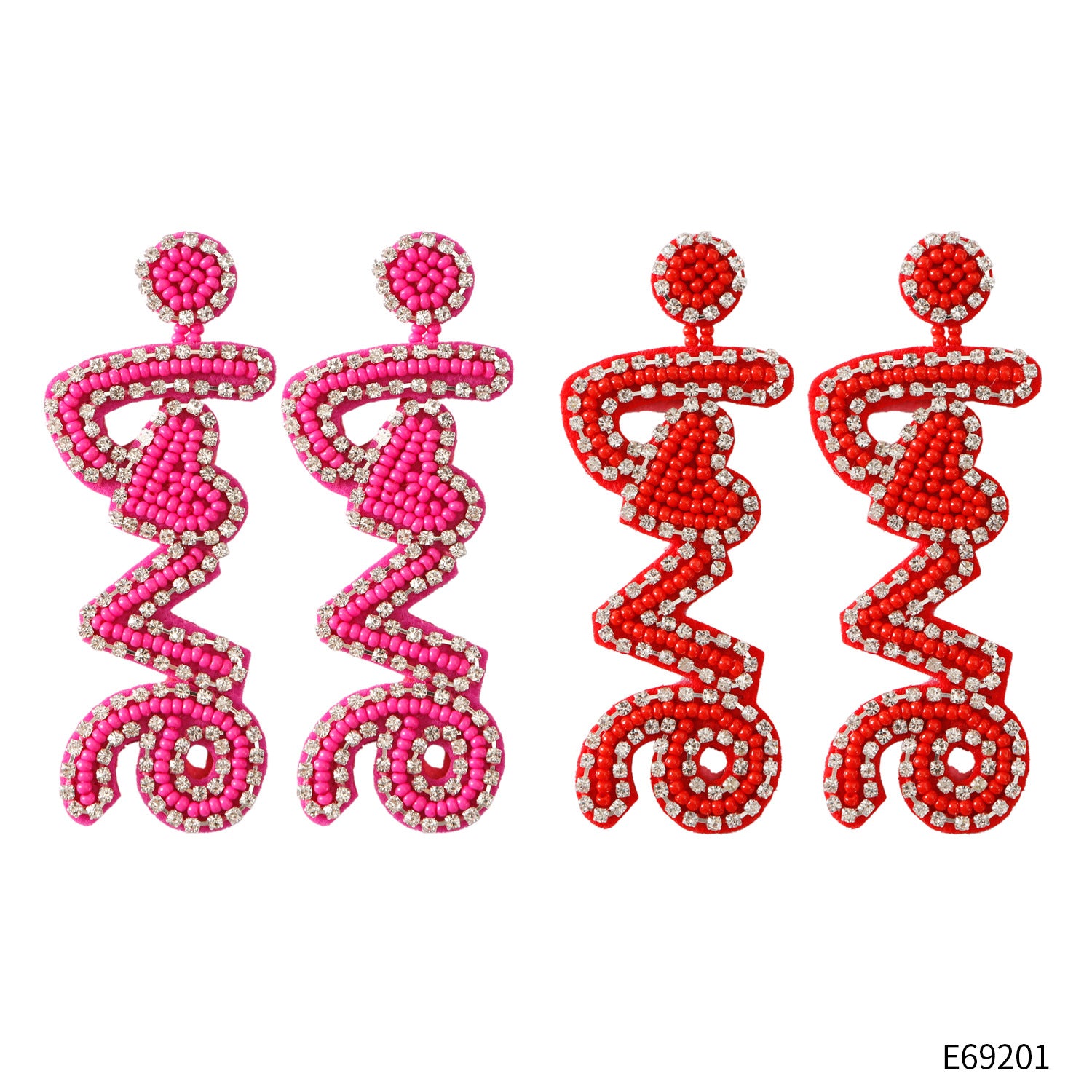 Wholesale Valentine's Day Handwoven LOVE Letter Rice Bead Earrings