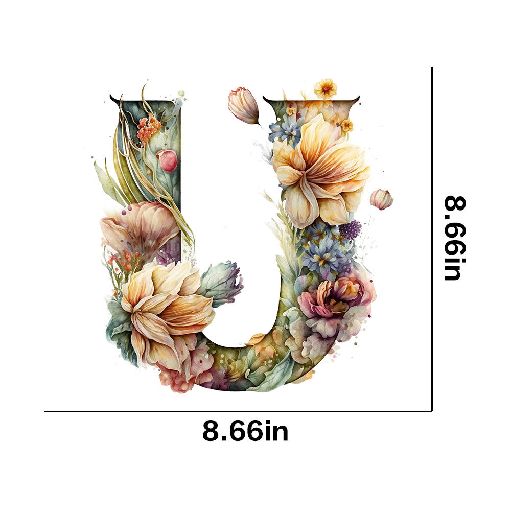 Wholesale 26 letter flower branches and leaves UV DTF Ready to Press Transfers Wraps