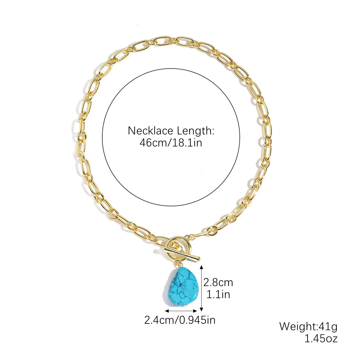Wholesale Natural stone pendant fashionable and versatile turquoise necklace