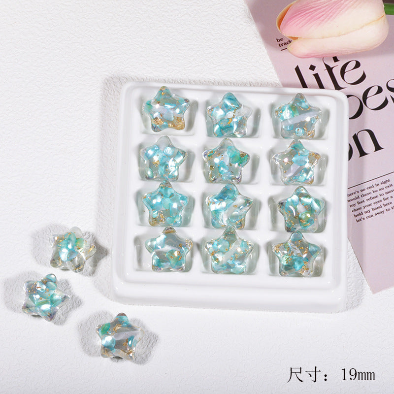 Wholesale Transparent colorful shell five-pointed star cloud through-hole beads