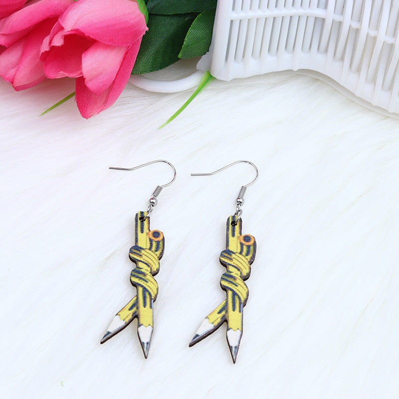 Wholesale MOM Love Dog Claw Wooden Earrings