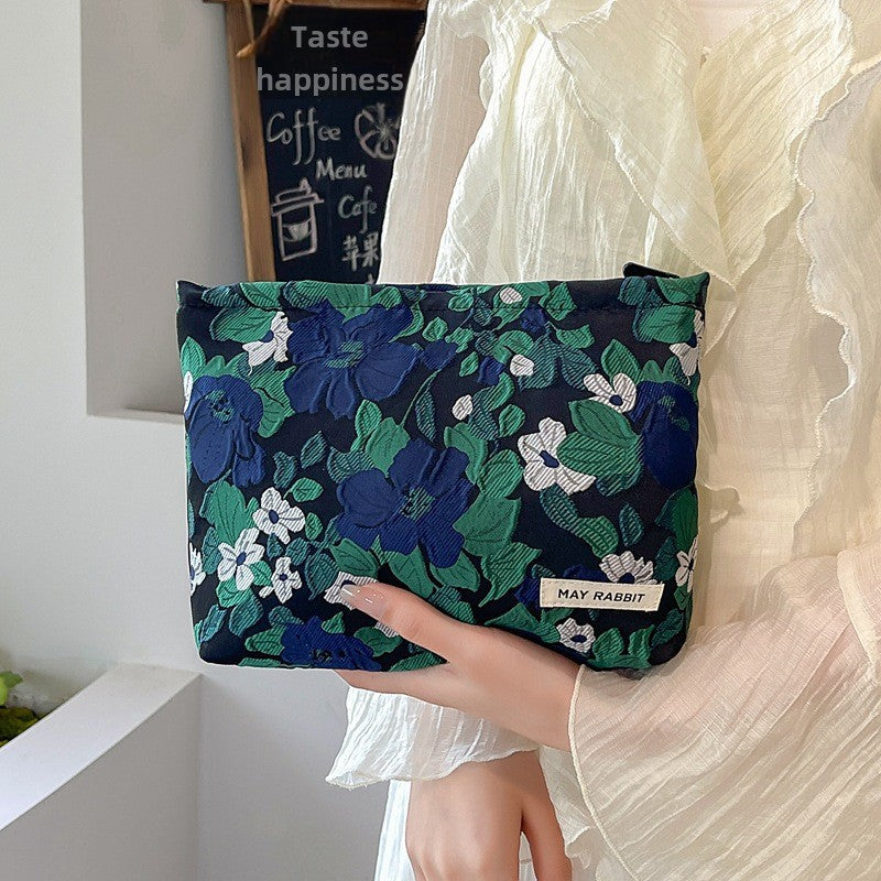 Wholesale MAY RABBIT new retro embossed flower high quality cosmetic bag large capacity canvas bag female liner bag