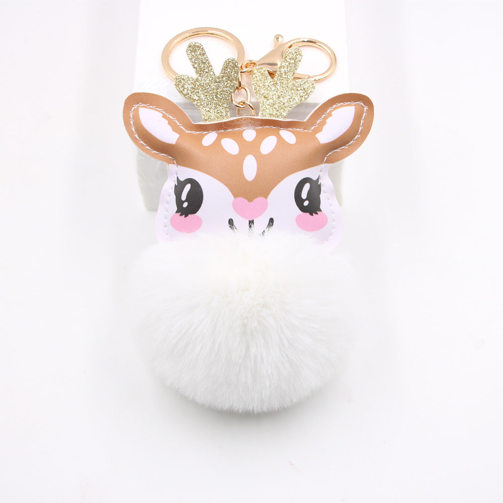 Wholesale Cute Plush Fawn Keychain Cartoon Deer Bag Charm Pendant Christmas Gift Car Key Accessory