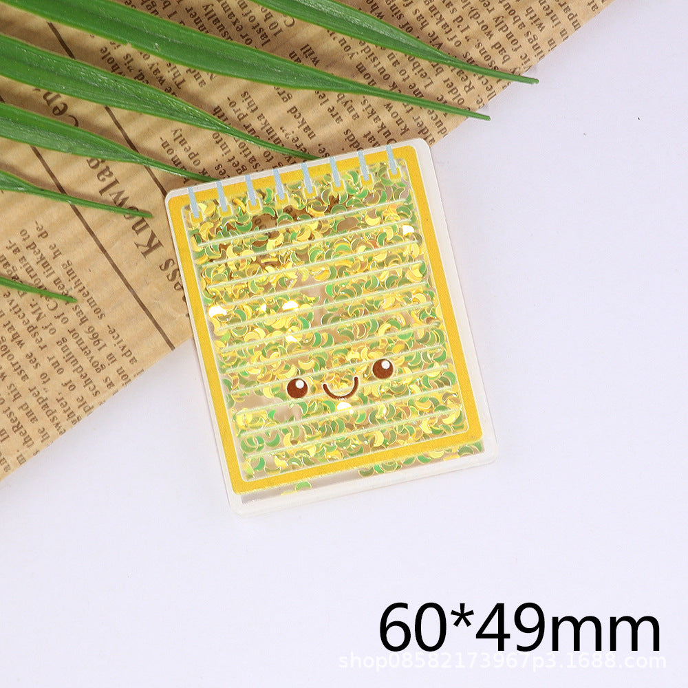 Wholesale 10pcs Quicksand Cartoon Cute Smiley Face Car DIY Accessories FlatBack