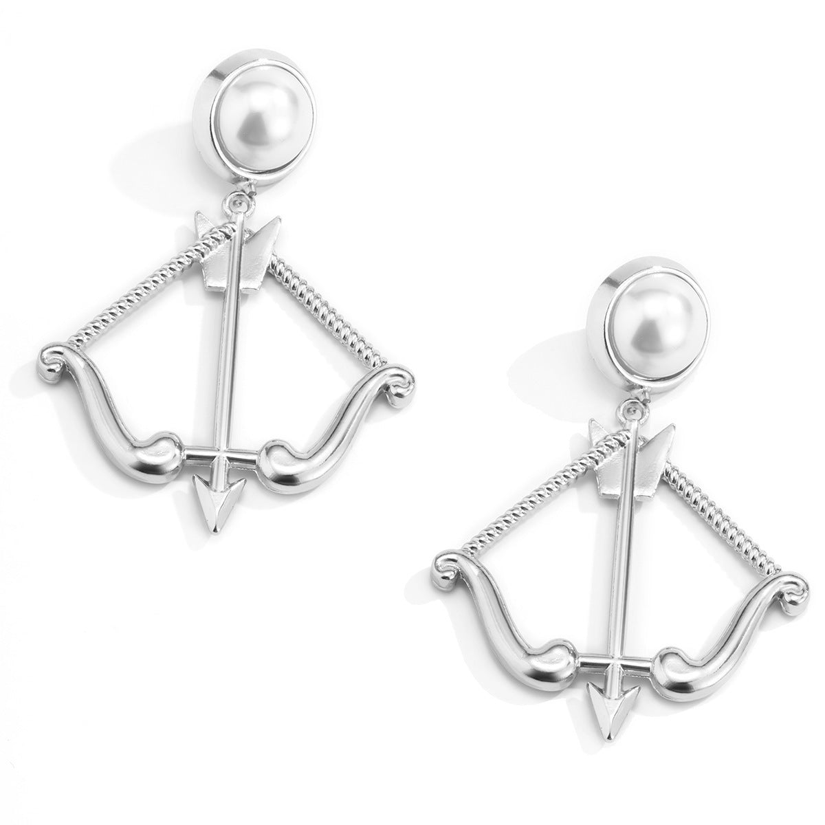 Wholesale Alloy Imitation Pearl Bow and Arrow Geometric Earrings
