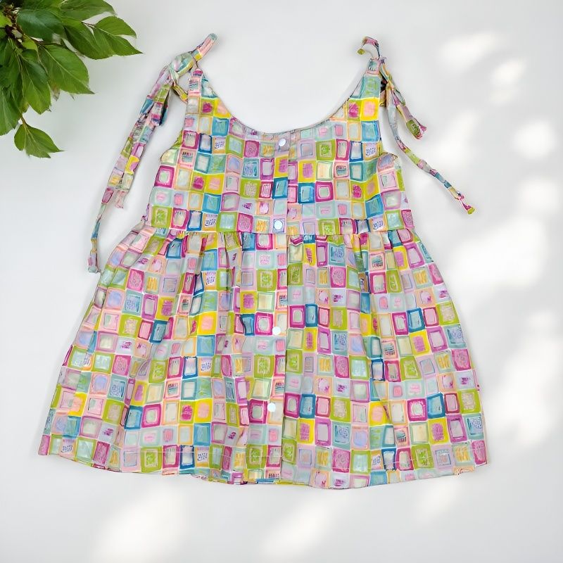 Wholesale Baby Girl Cotton Sundress With Plaid Pattern Strap Casual Beach Outfit Summer Kids Fashion