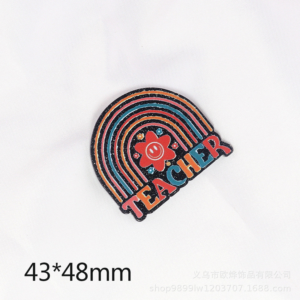 Wholesale 10pcs New loose powder cartoon teacher stationery style personalized bag jewelry acrylic pin cute DIY patch