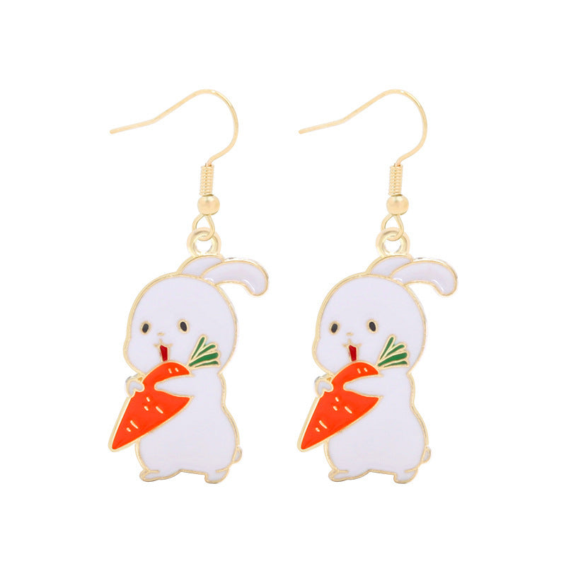 Wholesale Easter Egg Alloy Color Oil Dropping Wave Pendant Spring Carnival Party Earrings