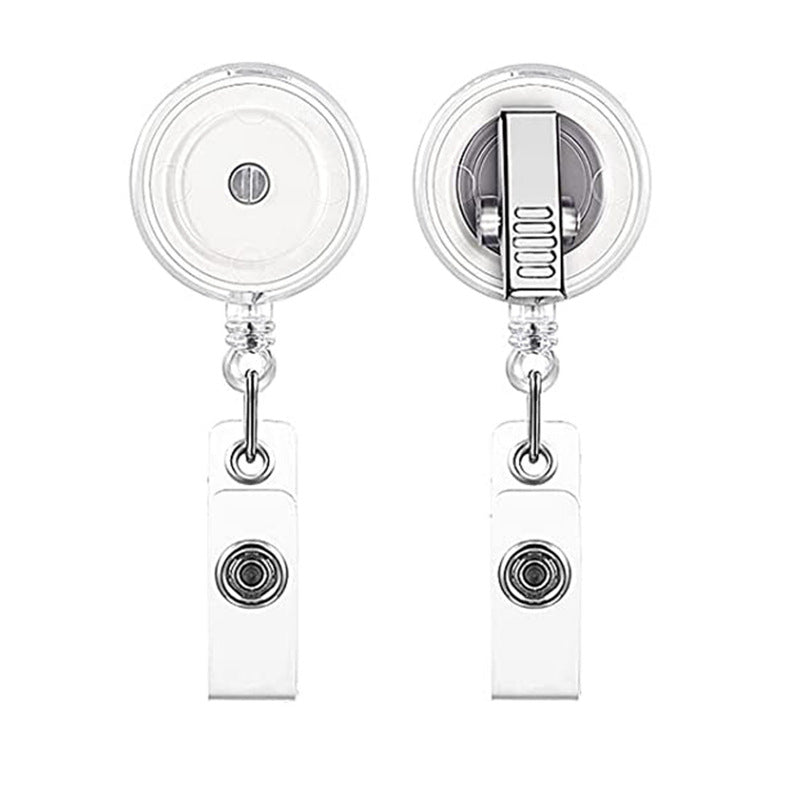 Wholesale 360 degree rotating transparent easy pull buckle rotating Badge Reels Keychains