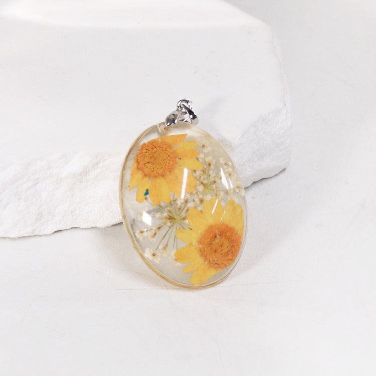 Wholesale 6pcs Resin Dried Flower Real Flower Pendant Necklace Earring Accessories