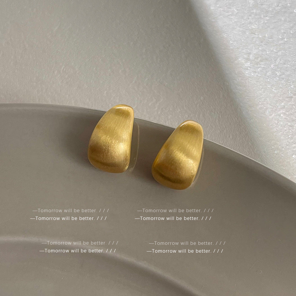 Wholesale Golden brushed frosted geometric earrings
