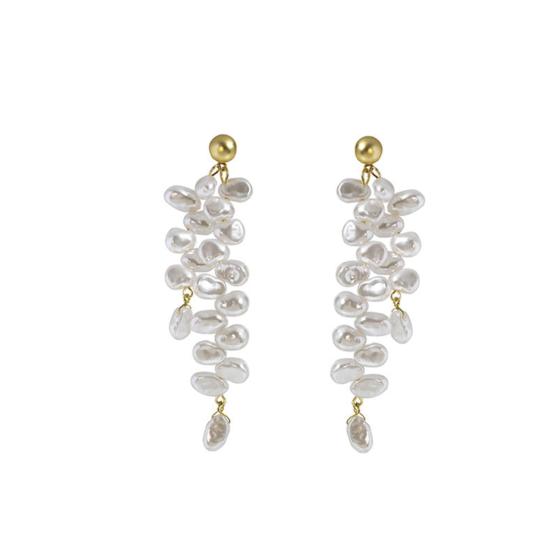 Pendientes de borla larga de perlas barroca al por mayor