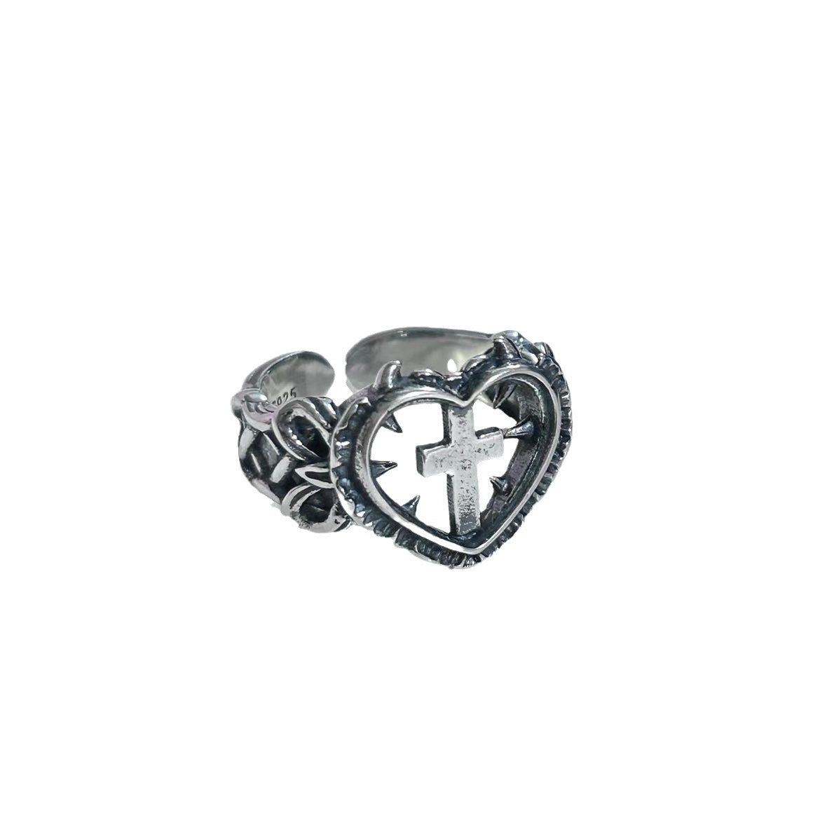 Wholesale Cross Love Ring Gothic Retro Black Dyed Ring