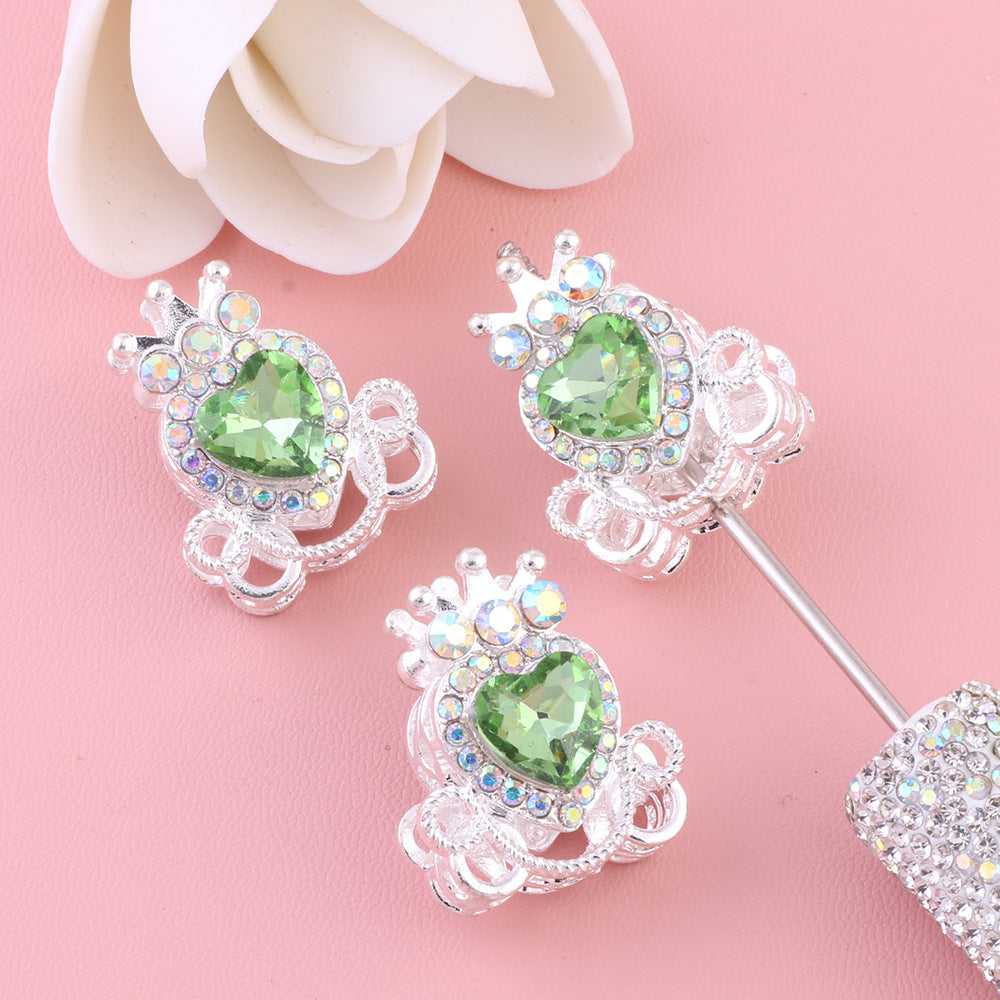 Wholesale 5pcs/pack  Pumpkin carriage heart-shaped crystal alloy rhinestone ball with straight hole  Fancy Beads