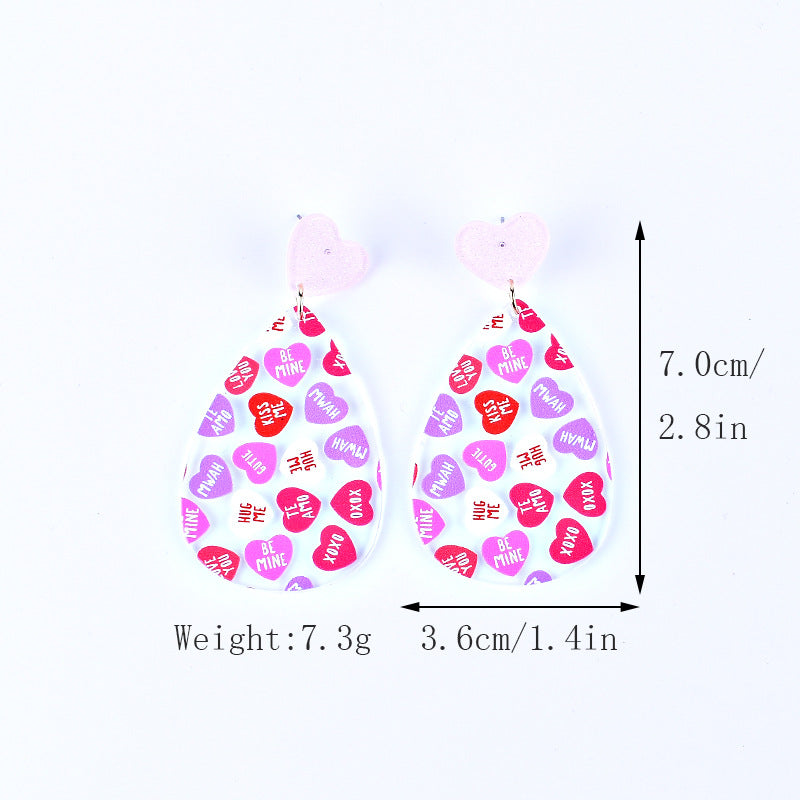 Wholesale Valentine' s Day Love Letter Red Pink Acrylic Earrings