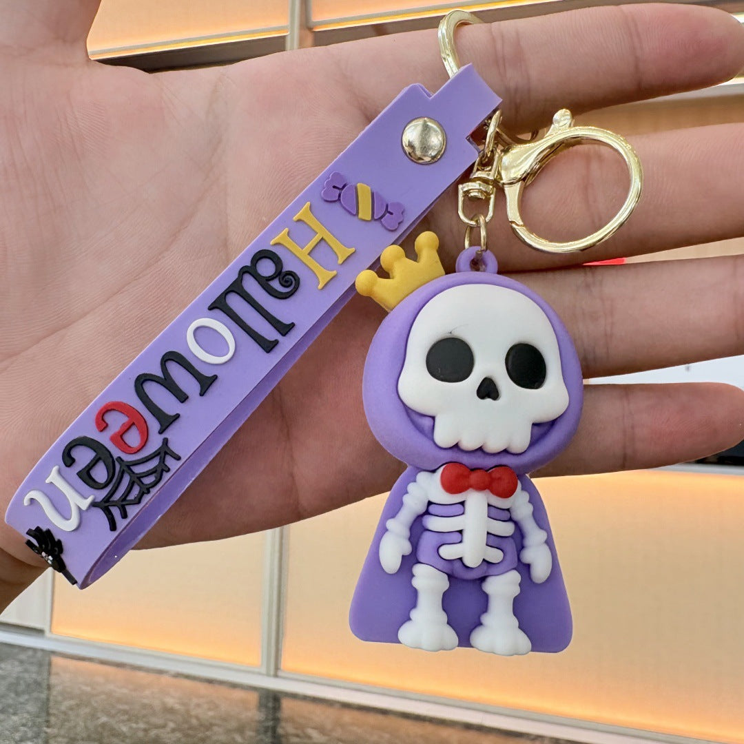 Wholesale PVC Soft Rubber  Pumpkin Skeleton King Cartoon Keychain Car Key Accessory Bag Charm Resale