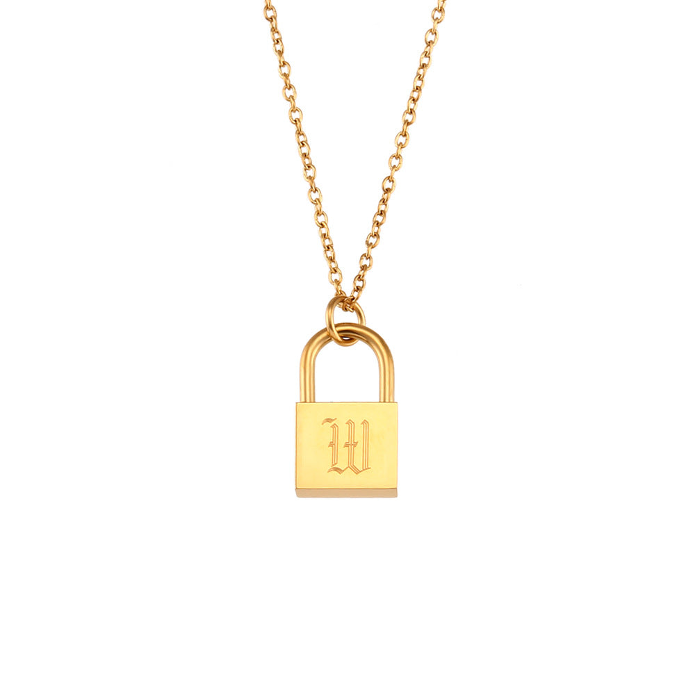 Wholesale hip-hop multi-layer stainless steel letter concentric lock necklace