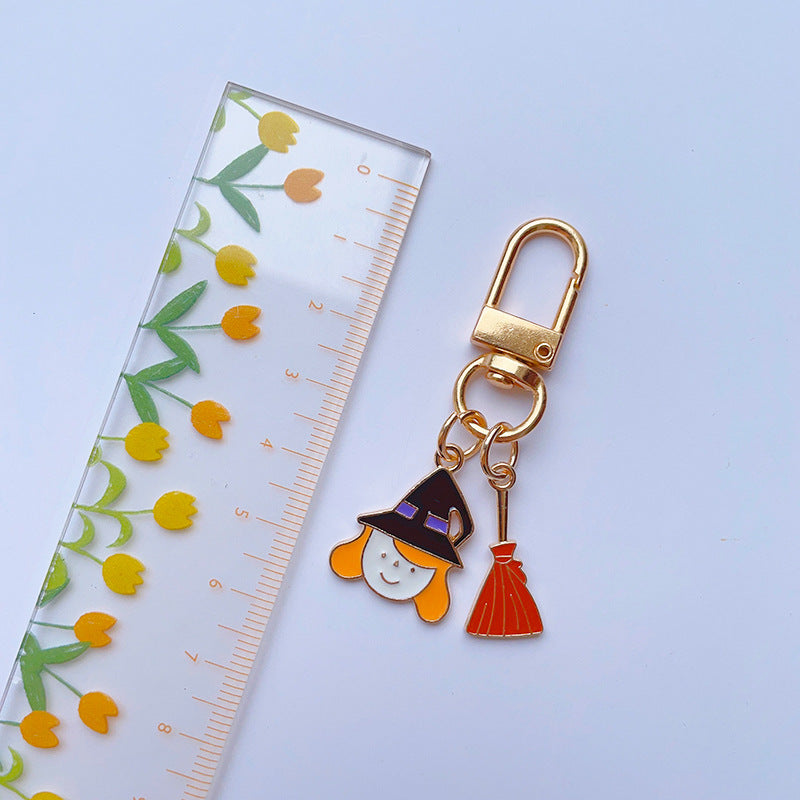 Wholesale Halloween Pumpkin Wizard Hat Alloy Keychain
