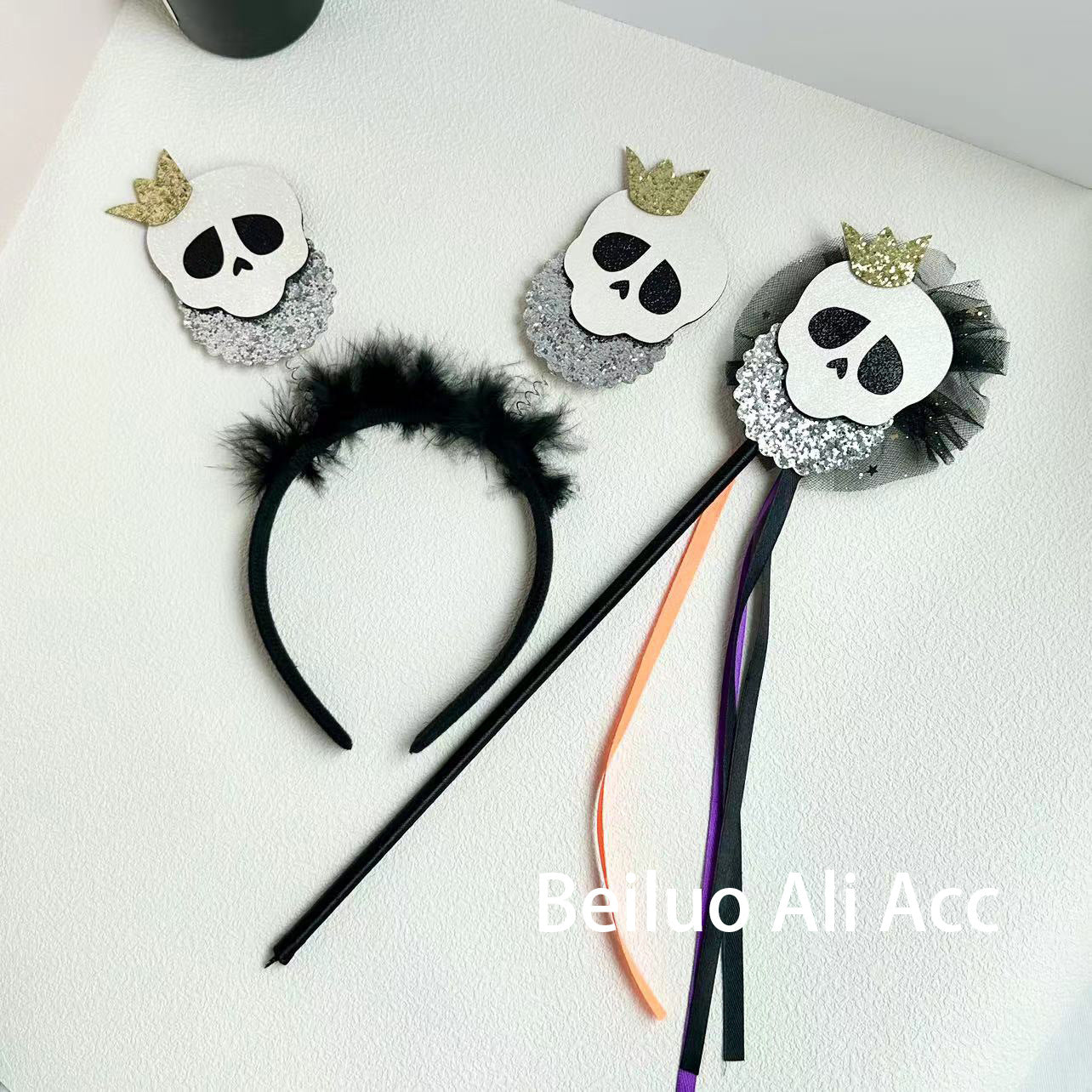 Wholesale 10Pcs Halloween skull funny party cosplay props magic wand headband