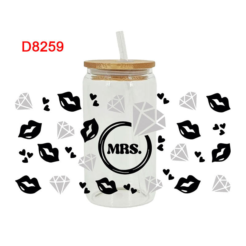 Wholesale Colorful Love Letter 16oz Cup UV DTF Wraps