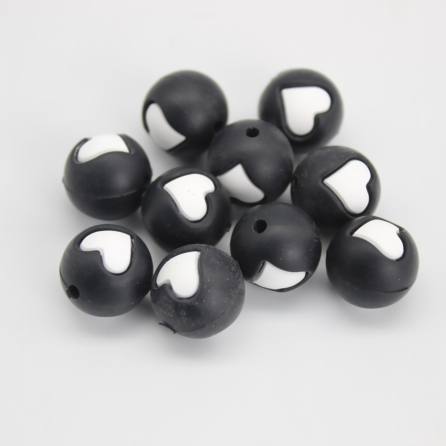 Wholesale 20pcs Love Silicone Beads 15mm DIY Colored Teething Round Beads