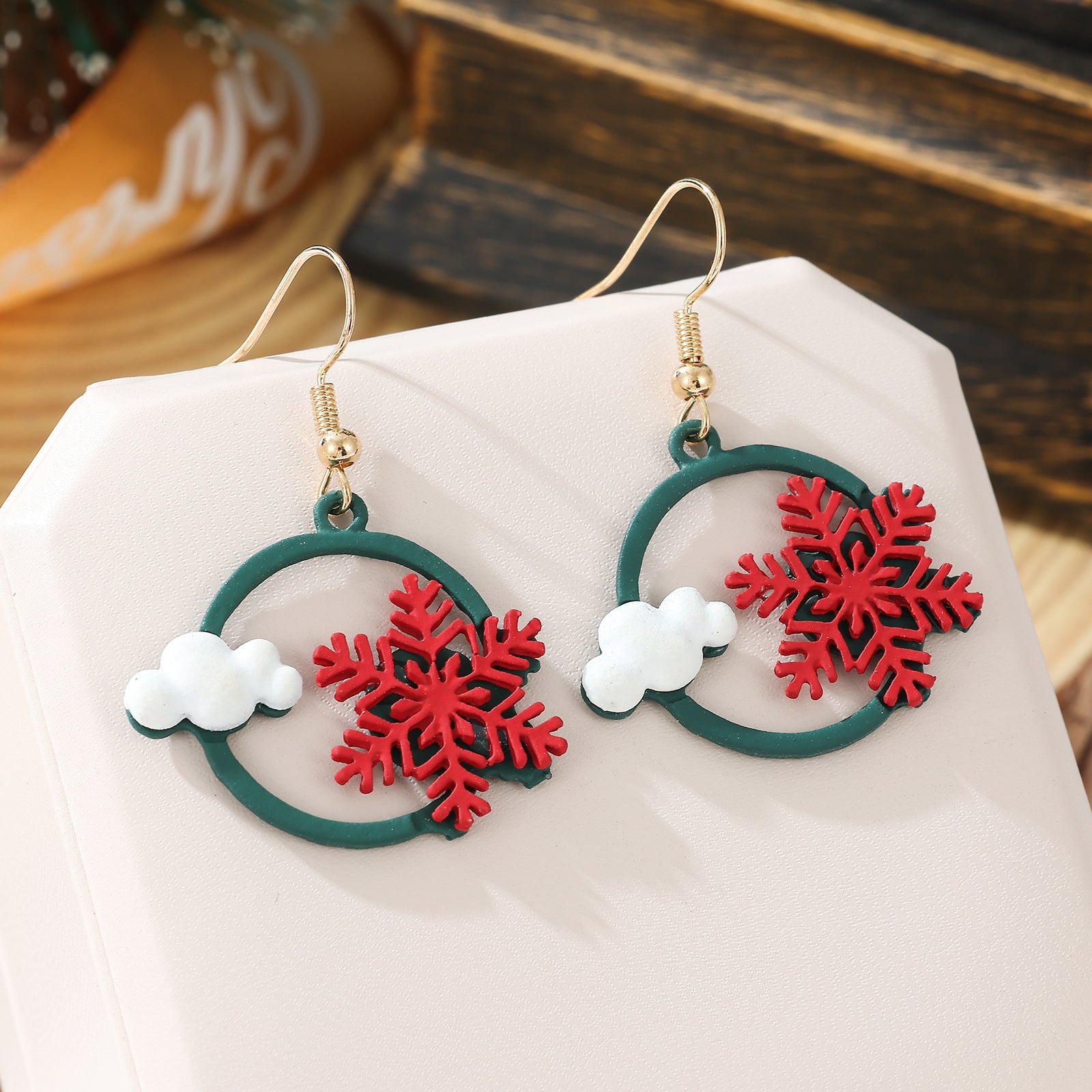 Wholesale Zinc Alloy Christmas Earrings Snowflake Tree Bell Elk Rhinestone Dangle Jewelry Party Fashion Accessory