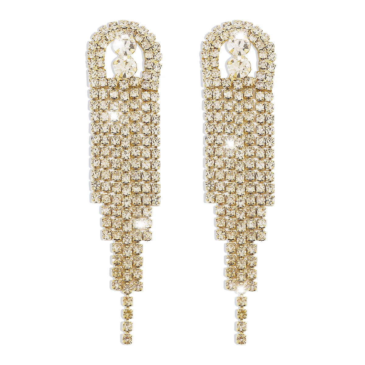 Wholesale Claw Chain Geometric Rhinestone Tassel Sparkling Earrings