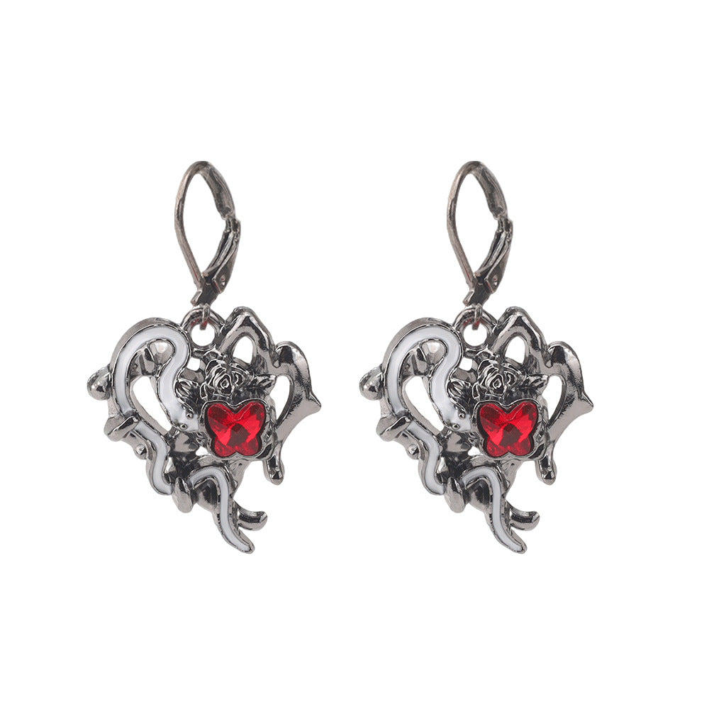 Wholesale Dark Gothic Red Love Cross Butterfly Earrings