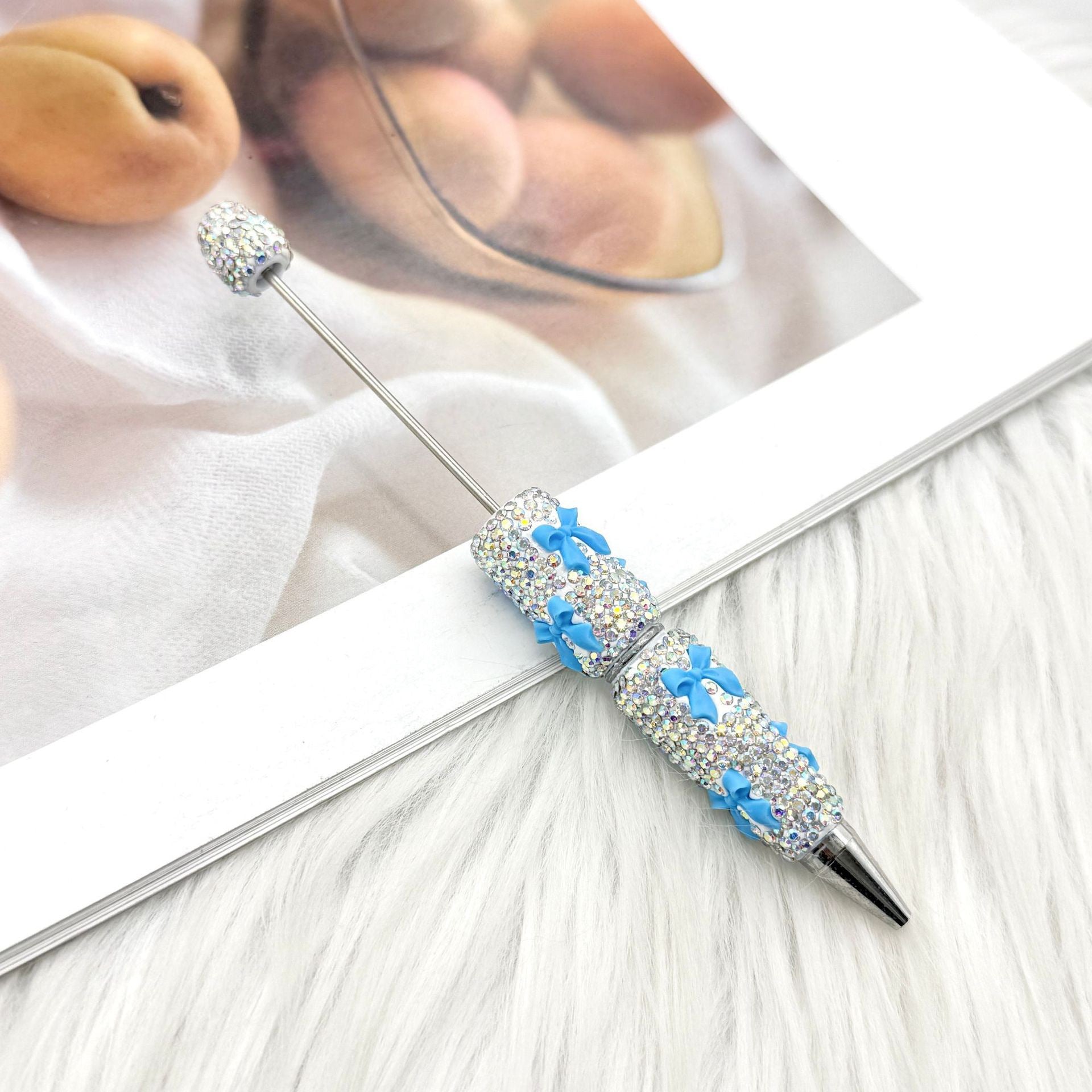 Wholesale 2pcs DIY Bow Full Rhinestone Beaded Pen Valentine' s Day Gift Pen