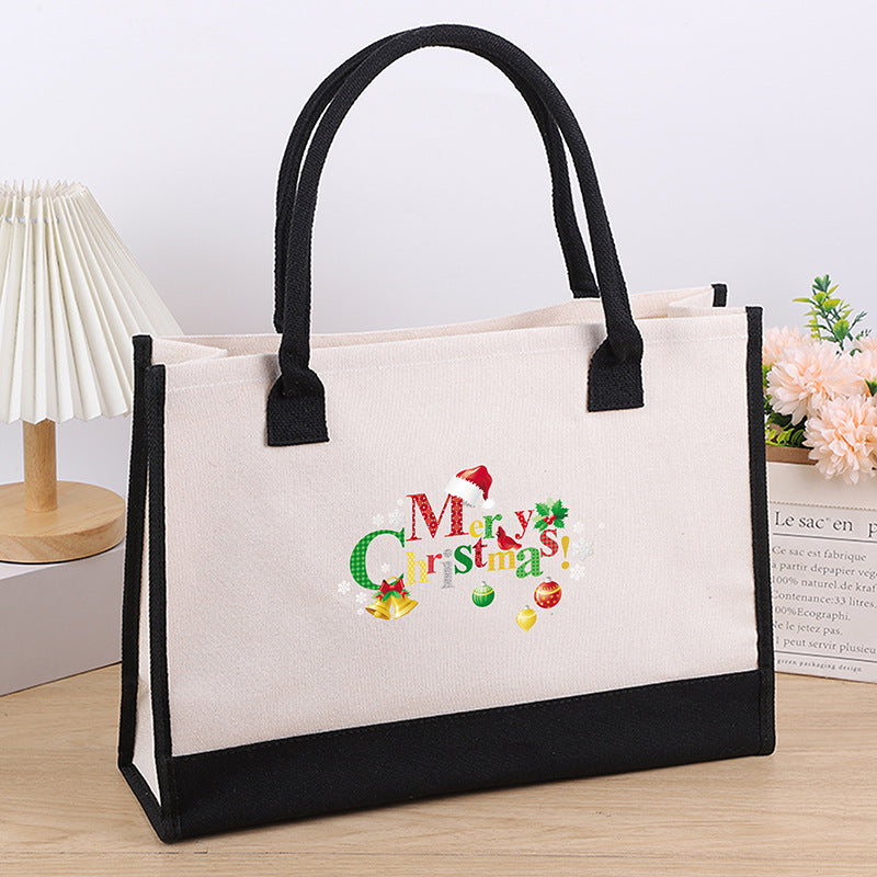 Wholesale Christmas Large Capacity Printed Canvas Shoulder Bag