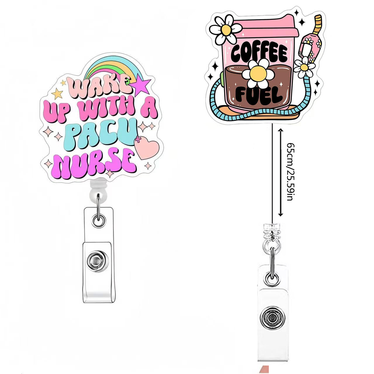 Wholesale Acrylic easy-open buckle medical name tag accessory retractable clip Badge Reels