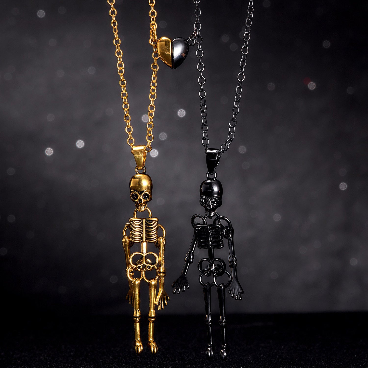 Wholesale Vintage Skeleton Ghost Love Magnetic Suction Handle Pendant Alloy Necklace