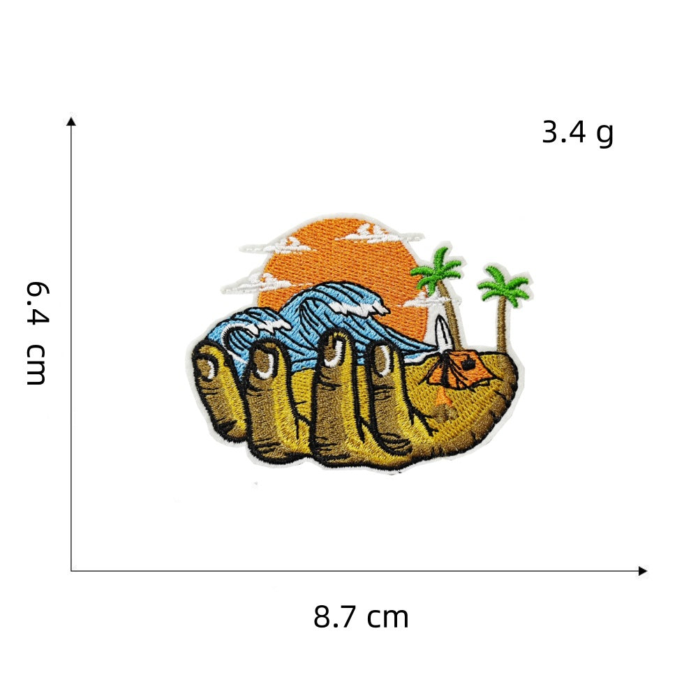 Wholesale Embroidered Patches Outdoor Camping Travel Landscape Adhesive Backing Decorative Gift