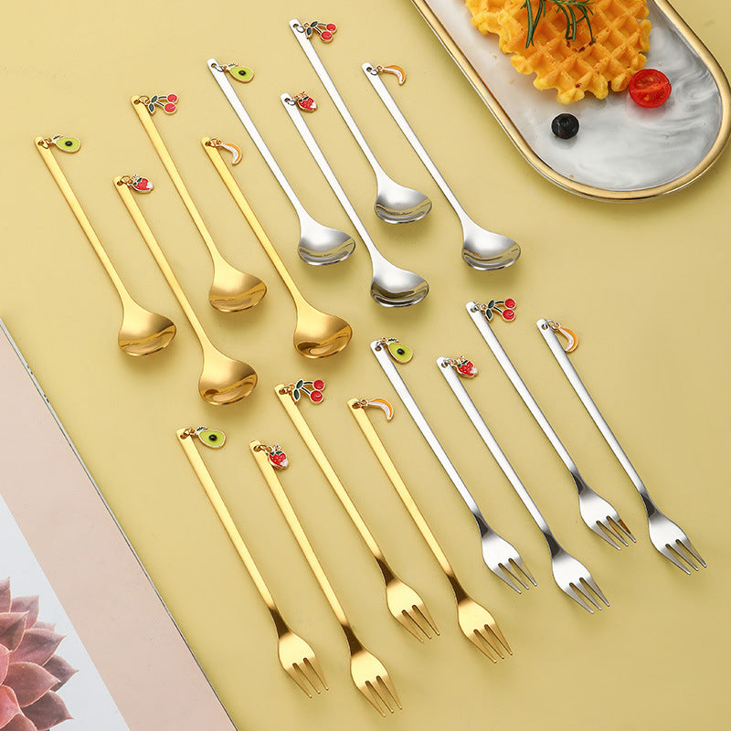 Wholesale spoon fruit pendant spoon fork 4 piece set  Kitchenware