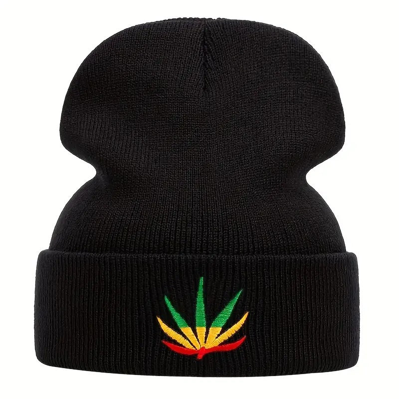 Wholesale Acrylic Embroidered Maple Leaf Knitted Hats