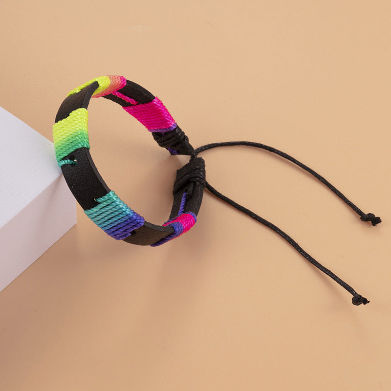 Wholesale Multicolor Rainbow Hand Woven Bracelet