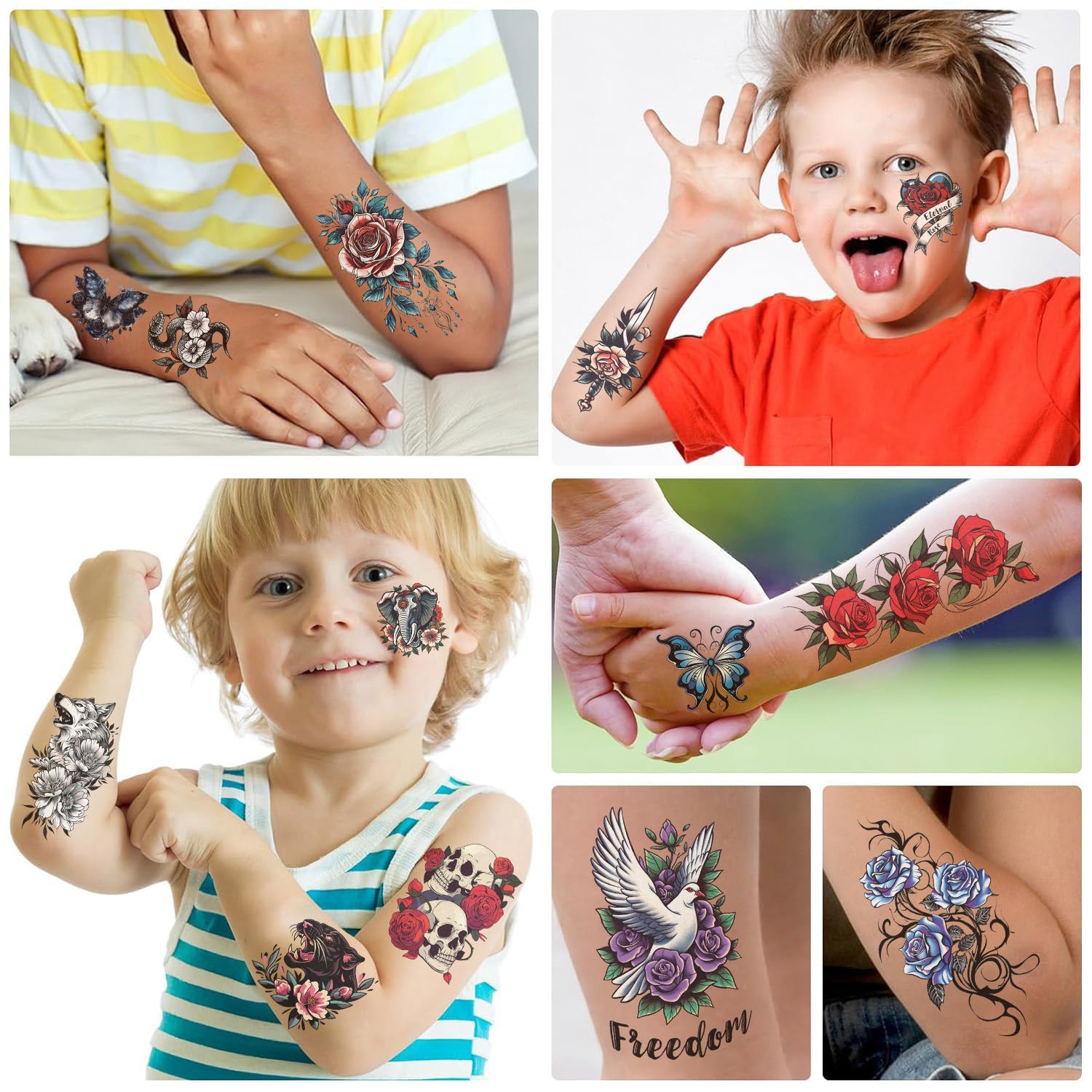 Wholesale 10pcs/pack Flower Series Tattoo Sticker Waterproof Party Party Gift Funny Fun Face Sticker