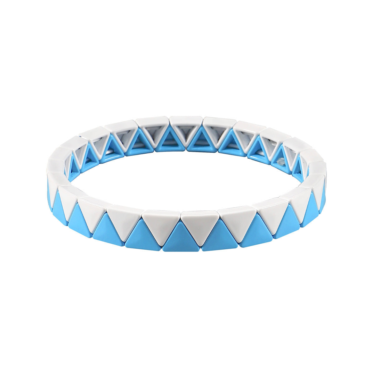 Wholesale Enamel Geometric Irregular Matte Blue and White Contrast Multi-layer Elastic Bracelet