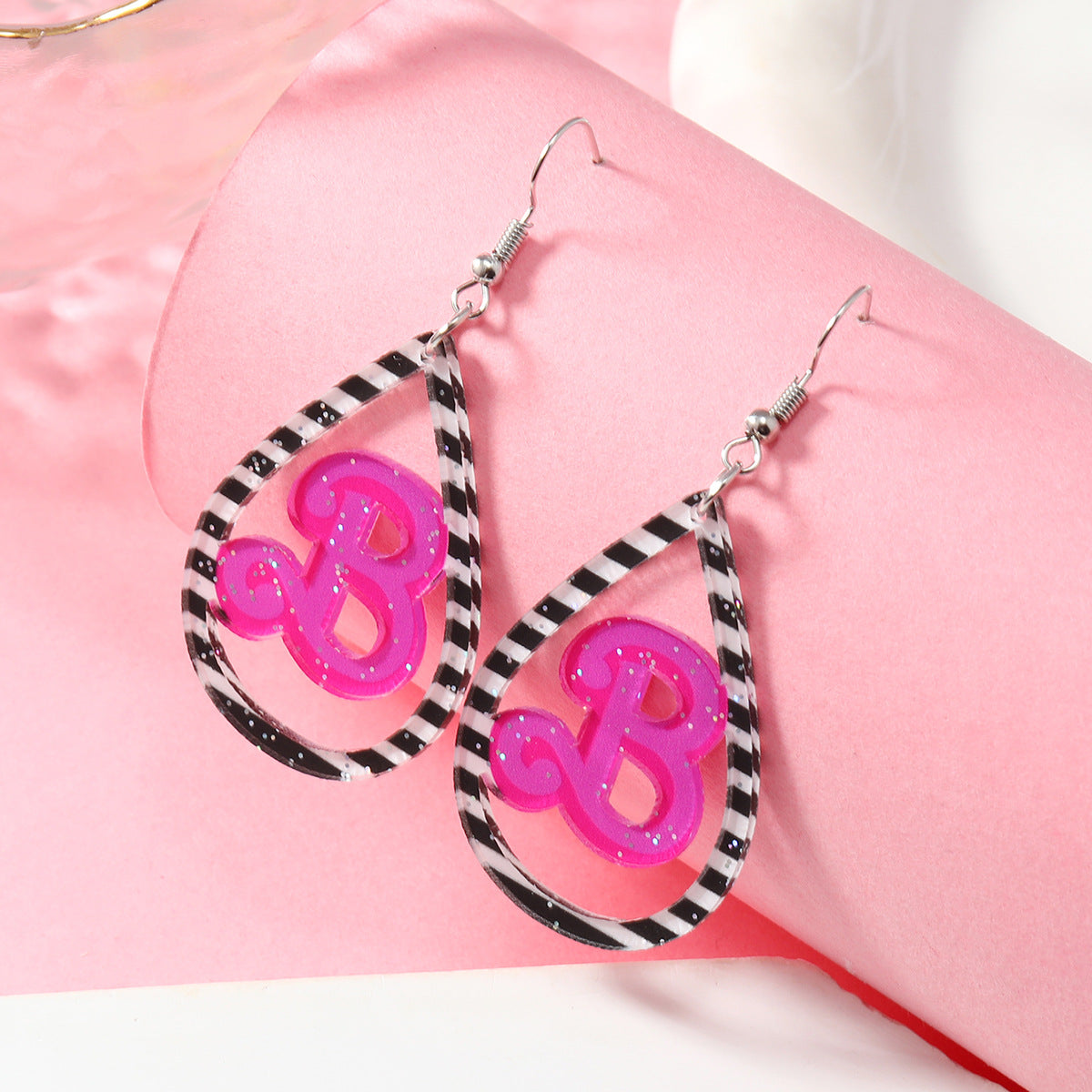 Wholesale Pink Series Hat Love Apple Acrylic Earrings